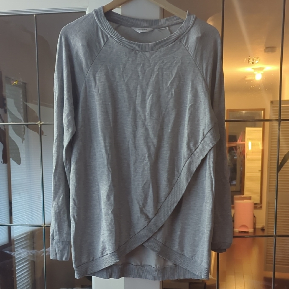 Seraphine Light Gray Crew Neck Nursing Sweater